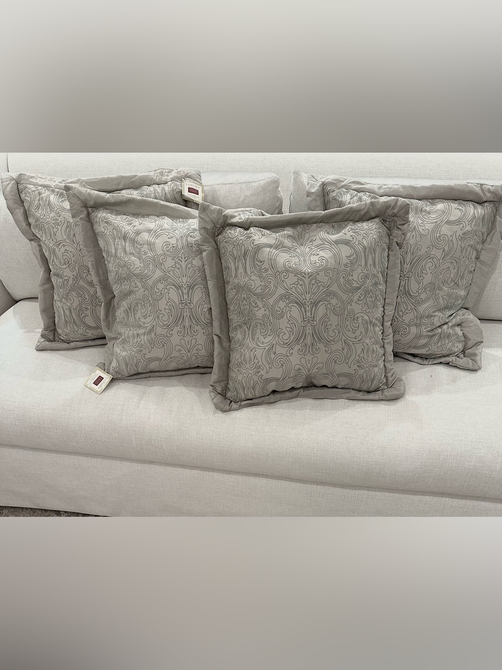 Gray Damask Pattern Decorative Throw Pillows -Set of 4